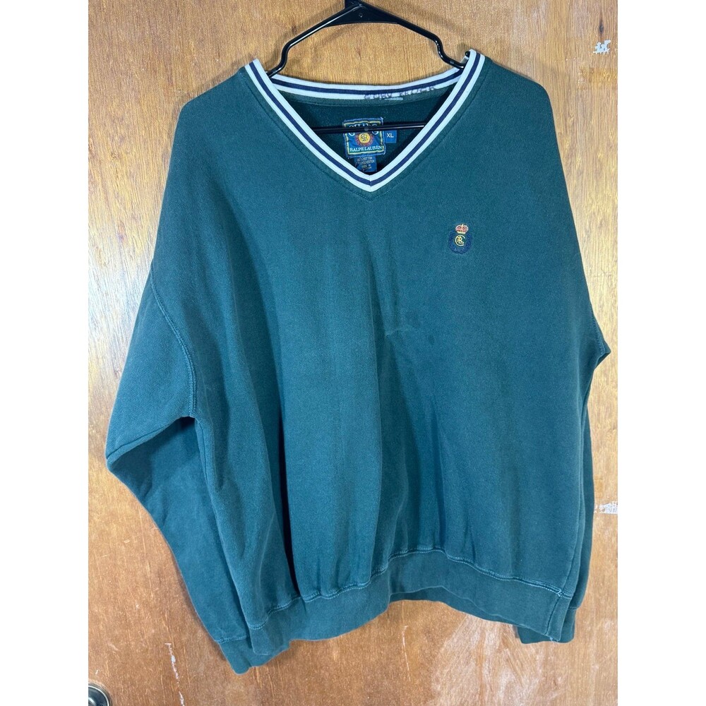 Vintage Chaps Ralph Lauren Mens‎ XL Green V-Neck Pullover Sweater